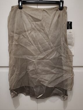 Vtg EMANUEL UNGARO Silk Skirt Taupe Sheer Layered 90s Boho Fairy NWT Size 12/46